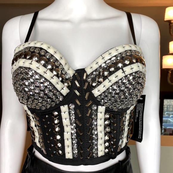 WYLDR Tops - WYLDR LONDON LOS ANGELES BEADED BLING CORSET TOP